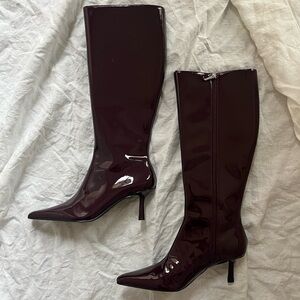Just Fab Emilia Boot (Elegant Burgundy Knee-High Boots)